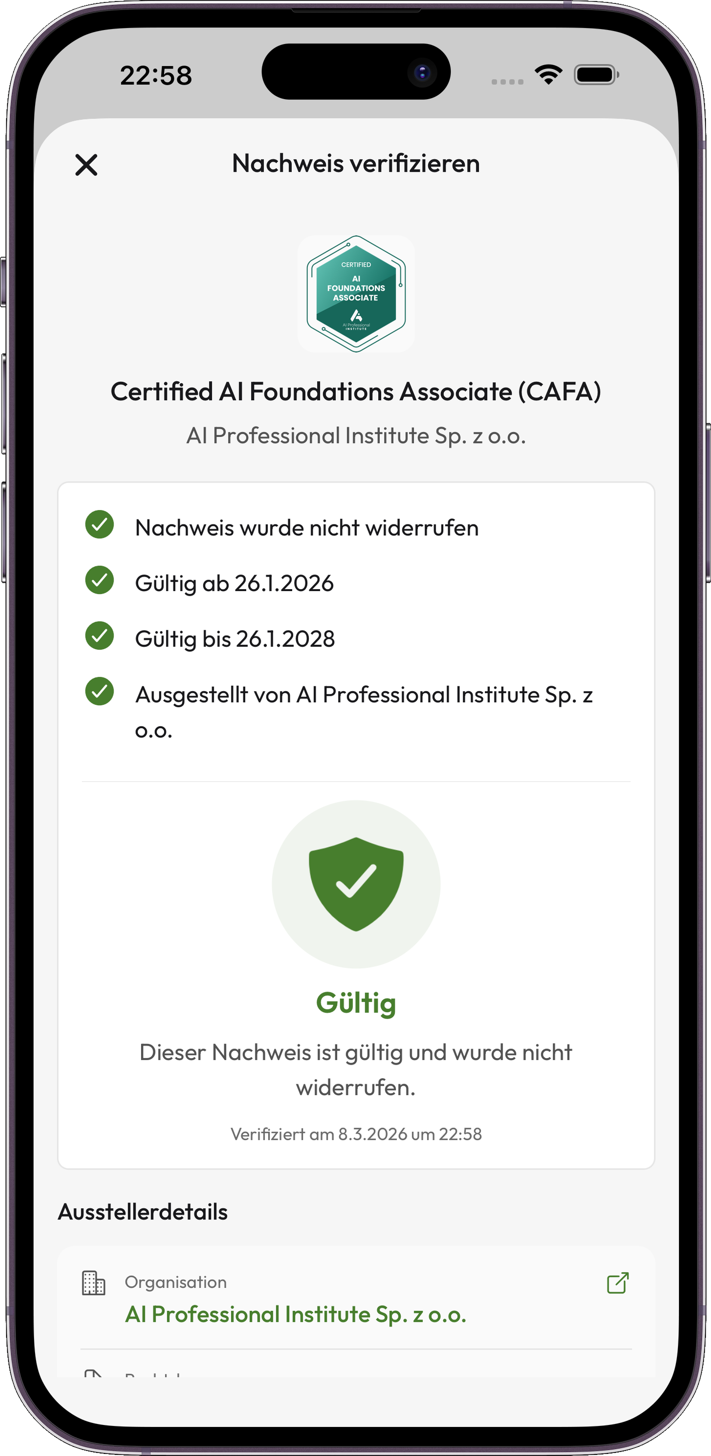 Credentium Wallet — Weryfikacja