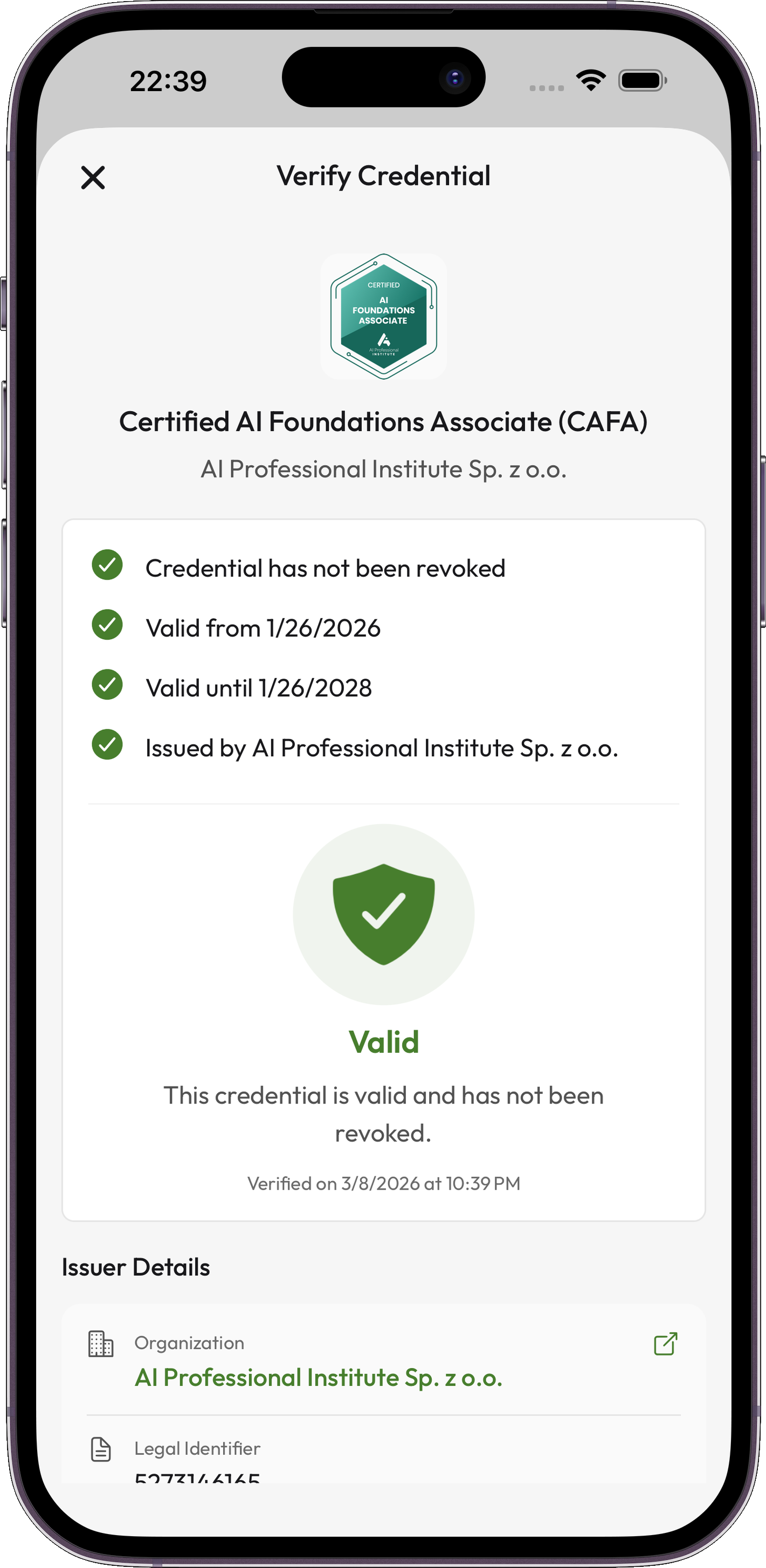 Credentium Wallet — Weryfikacja