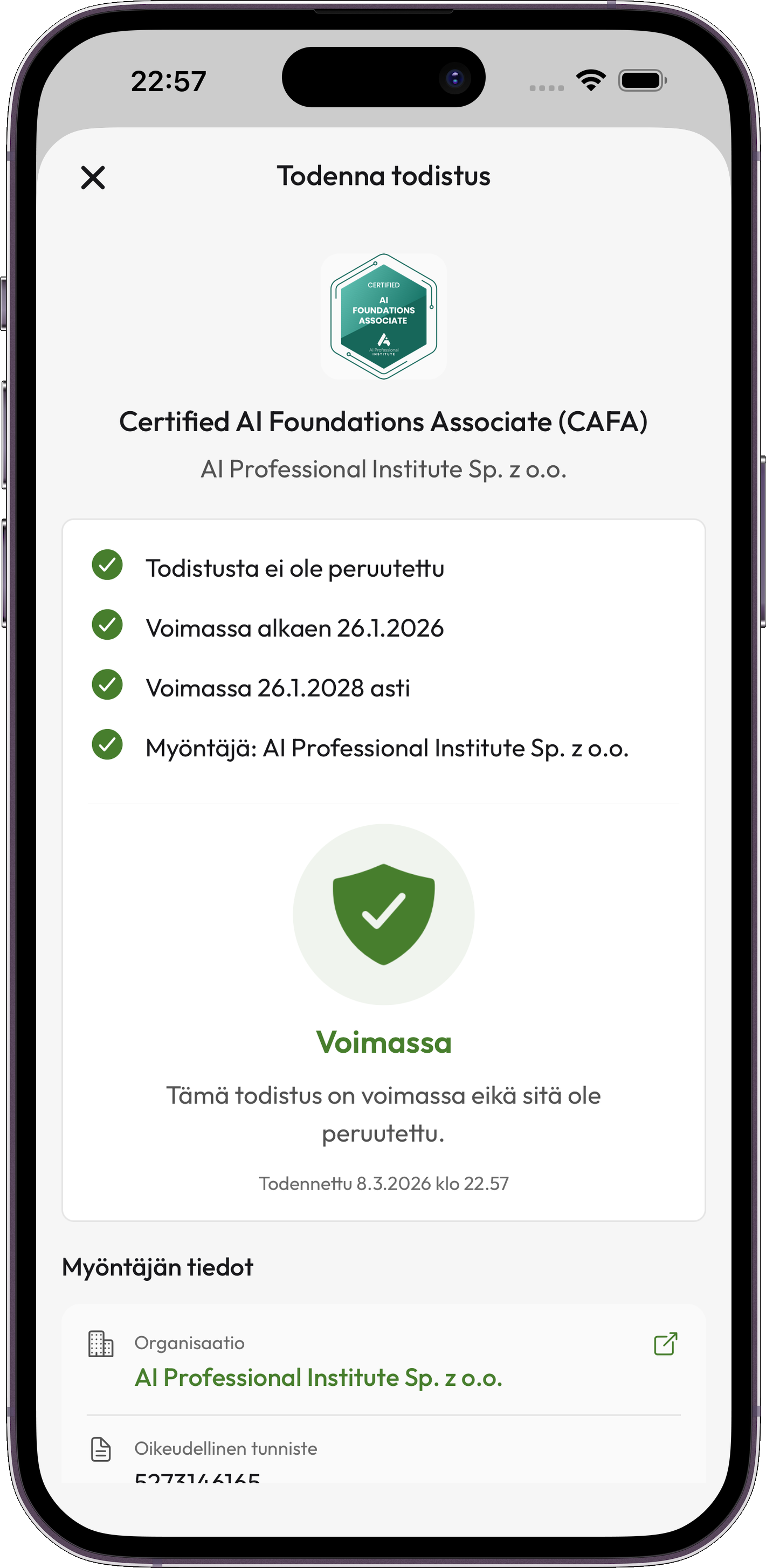Credentium Wallet — Weryfikacja
