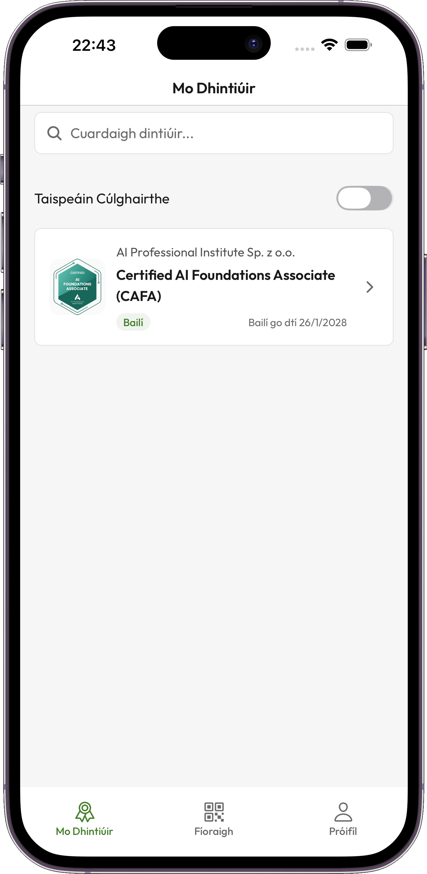Credentium Wallet — Lista poświadczeń