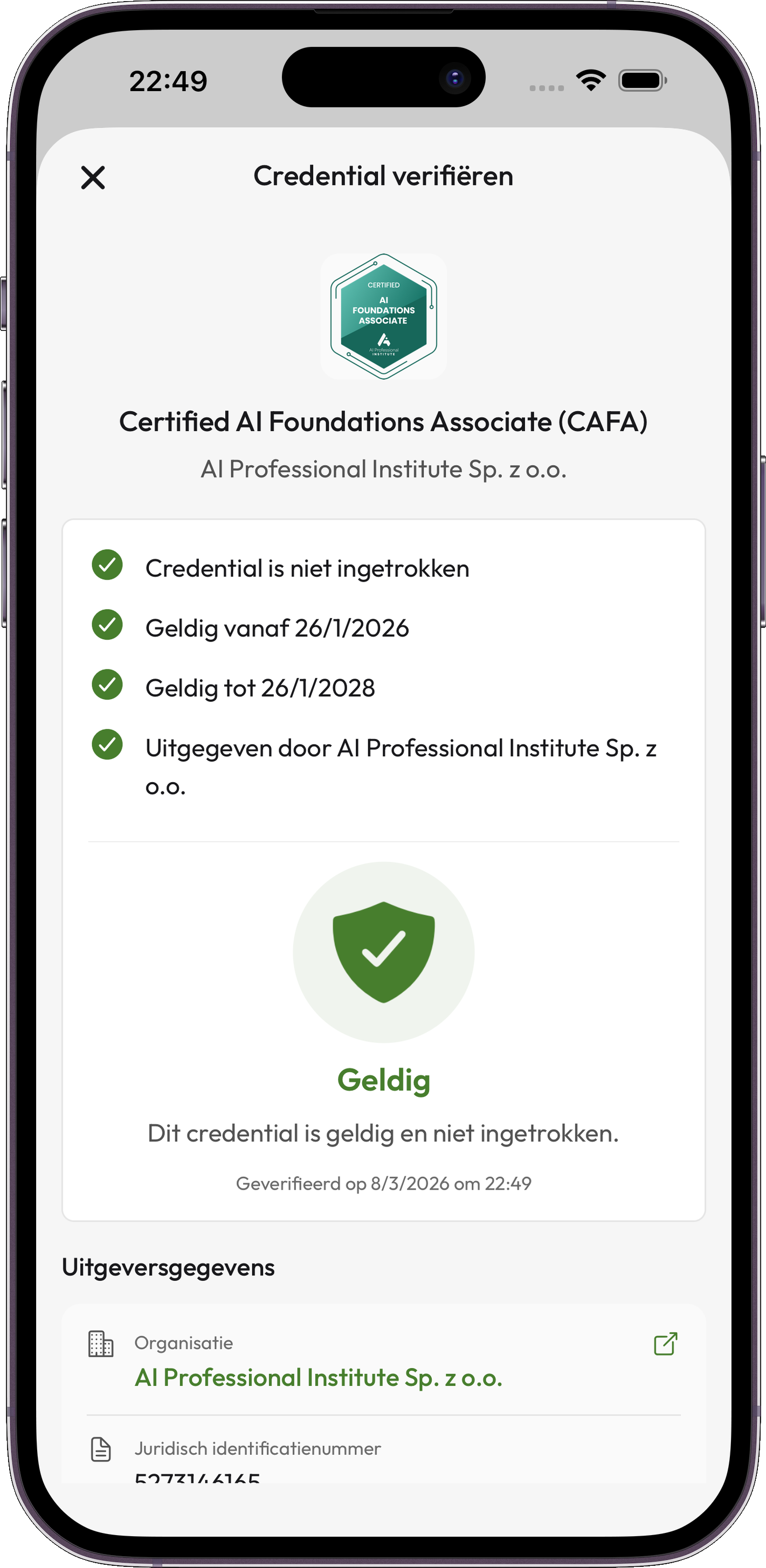 Credentium Wallet — Weryfikacja